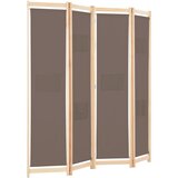 Sobna pregrada s 4 panela od tkanine 160 x 170 x 4 cm smeđa | Eponuda.com