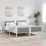  Krevetna konstrukcija Svijetlo siva 200 x 200 cm tkanina Bijela | Shoptok.si