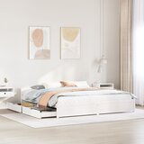 vidaXL Posteljni okvir brez vzmetnice bel 200x200 cm trdna borovina Cene