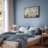  Slika - Rainbow and Sun Above - Birds in Subdued Colors Flying Among Clouds Above a Rainbow and Various Plants on a Light Backgr | shoptok.hr