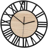 Okrugli zidni sat Loft 35 cm metalni/drveni