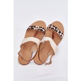Boto Flat Women Sandals With Beads Leopard Beige Virona | ePonuda.com