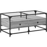 Furnova Klubska mizica s steklom siva sonoma 98,5x50x45 cm jeklo, (21914825) | Shoptok.si