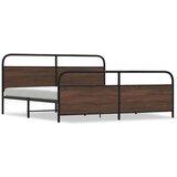 Metalni Kovinski posteljni okvir brez vzmetnice rjavi hrast 200x200 cm, (21610859) | Shoptok.si