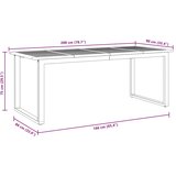  Stol za vrt Siva 200 x 90 x 75 cm Čvrsto drvo akacije | shoptok.hr