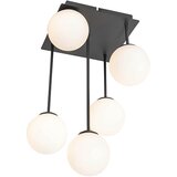 QAZQA Moderna stropna svetilka črna z opalnim steklom 5-light - Atene Cene