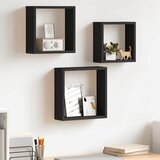  Kockaste zidne police 3 kom crne MDF | shoptok.hr