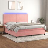 The Living Store Box spring postelja z vzmetnico LED roza 200x200 cm žamet - Box Spring Postelja, (21492628) | Shoptok.si