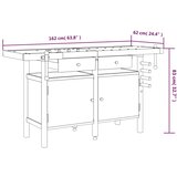  Radni stol s ladicama i škripcima 162x62x83 cm od drva bagrema | shoptok.hr