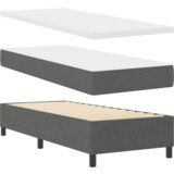 vidaXL Box Spring Postelja z Blazino & LED Temno Siva 90x190 cm Tkanina | Shoptok.si