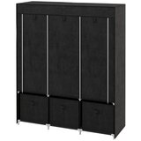 Nesta Zložljiva garderobna omara, črna, netkan tekstil, 3 predali, 125×43×162,5 cm, za shranjevanje oblačil, (5000493214) | Shoptok.si