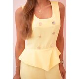 Kesi Włoski Women's sleeveless jumpsuit with wide leg and decorative buttons yellow | shoptok.hr