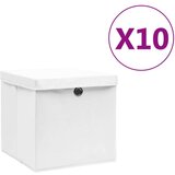vidaXL Kutije za pohranu s poklopcima 10 kom 28 x 28 x 28 cm bijele | shoptok.hr