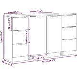 vidaXL Ormarić / Komoda s ladicama 3 pcs Crni hrast 121 x 30 x 70 cm | shoptok.hr
