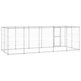  Zunanji pasji boks pocinkano jeklo s streho 12,1 m² - - Srebrna - 59.05 - 550 x 220 x 180 cm - 2025- | Shoptok.si
