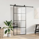  Klizna vrata s okovima crna 102,5x205 cm ESG staklo | shoptok.hr