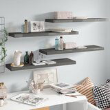 Maison Chic 4 kosi Stenske Police - Viseče police visok sijaj sive 90x23,5x3,8 cm MDF, (21793328) | Shoptok.si
