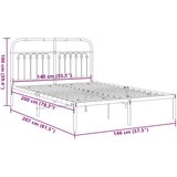 Metalni okvir za krevet s uzglavljem crni 140x200 cm | shoptok.hr