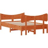  Okvir kreveta s uzglavljem voštano smeđi 120x190 cm od borovine | shoptok.hr
