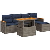  Vrtna garnitura - 6-dijelni set vrtnih sofa od poliratana s jastucima sivi - Siva sa spremištem 1 | shoptok.hr