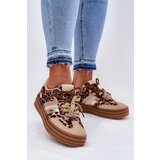 Boto Women's Platform Sneakers With Double Lacing Leopard Beige Niteria | shoptok.hr
