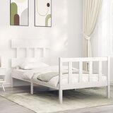 vidaXL Posteljni okvir z vzglavjem bel 90x200 cm trden les Cene