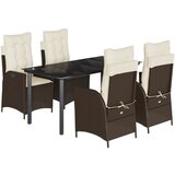  5-dijelni vrtni blagovaonski set s jastucima poliratan smeđi Smeđa 160 x 80 x 74 cm | shoptok.hr