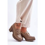 Boto Elegant Heeled Shoes With Decoration Dark Beige Harmell | shoptok.hr