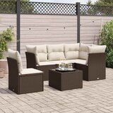  6-dijelni set vrtnih sofa od poliratana s jastucima smeđi | shoptok.hr