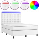  Box spring s madracem LED bijeli 140x200 cm umjetna koža | shoptok.hr