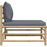  Srednja vrtna sofa od bambusa s tamnosivim jastucima | Eponuda.com