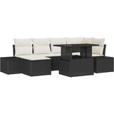 vidaXL 7-delni vrtni dnevni set z blazinami črna poli ratan | Shoptok.si