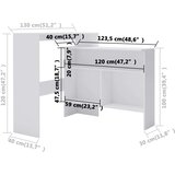 vidaXL Barski stol s 2 stolne ploče bijeli 130 x 40 x 120 cm | shoptok.hr