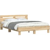  Okvir za krevet s uzglavljem boja hrasta 150x200 cm drveni | shoptok.hr