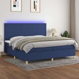  Krevet box spring s madracem LED plavi 200x200 cm od tkanine Cijene