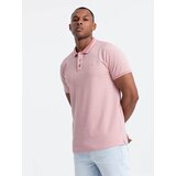 Ombre Melange men's polo shirt with striped collar - rose melange Cene