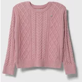 Guess Otroški pulover s primesjo volne roza barva