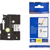 Savitljiva laminirana traka, 9 mm, Črna na beli