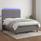  Krevet box spring s madracem LED tamnosivi 140x190 cm tkanina Cijene