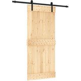 Klizna vrata Prirodna i crna 90 x 210 cm Čvrsta borovina | shoptok.hr