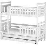 Molarem Home Drveni dječji krevet na kat Klara s tri kreveta i ladicom - bijeli - 200x90 cm - Bez madraca | shoptok.hr