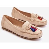 Boto Suede Loafers With Bow And Fringes Beige Dorine | Shoptok.si