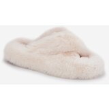 Boto Women's Fur Slippers On Thick Sole Light Beige Lavitera | shoptok.hr