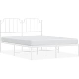  The Living Store Kovinski posteljni okvir z vzglavjem bel 135x190 cm - Posteljni Okvir, (21501178) | Shoptok.si