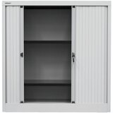 BISLEY Euro omara z rolojem, širina 1200 mm, 2 polici, svetlo siva | Shoptok.si