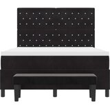  Postelja s škatlastim osnovnim delom z vzmetnico in klopjo črna 140x200 cm žamet | Shoptok.si