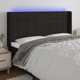 The Living Store LED posteljno vzglavje črno 163x16x118/128 cm blago - LED Vzglavje, (21659736) Cene
