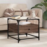  Stolić sa staklenom površinom boja hrasta 50 x 50 x 45 cm čelik | shoptok.hr