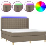  box spring s madracem LED smeđesivi 160x200 cm tkanina | shoptok.hr