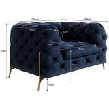 Ropez Temno moder žameten fotelj Chelsea Bis – | Shoptok.si
